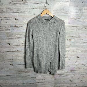 Zara gray sweater long sleeve long tunic slit crewneck size small